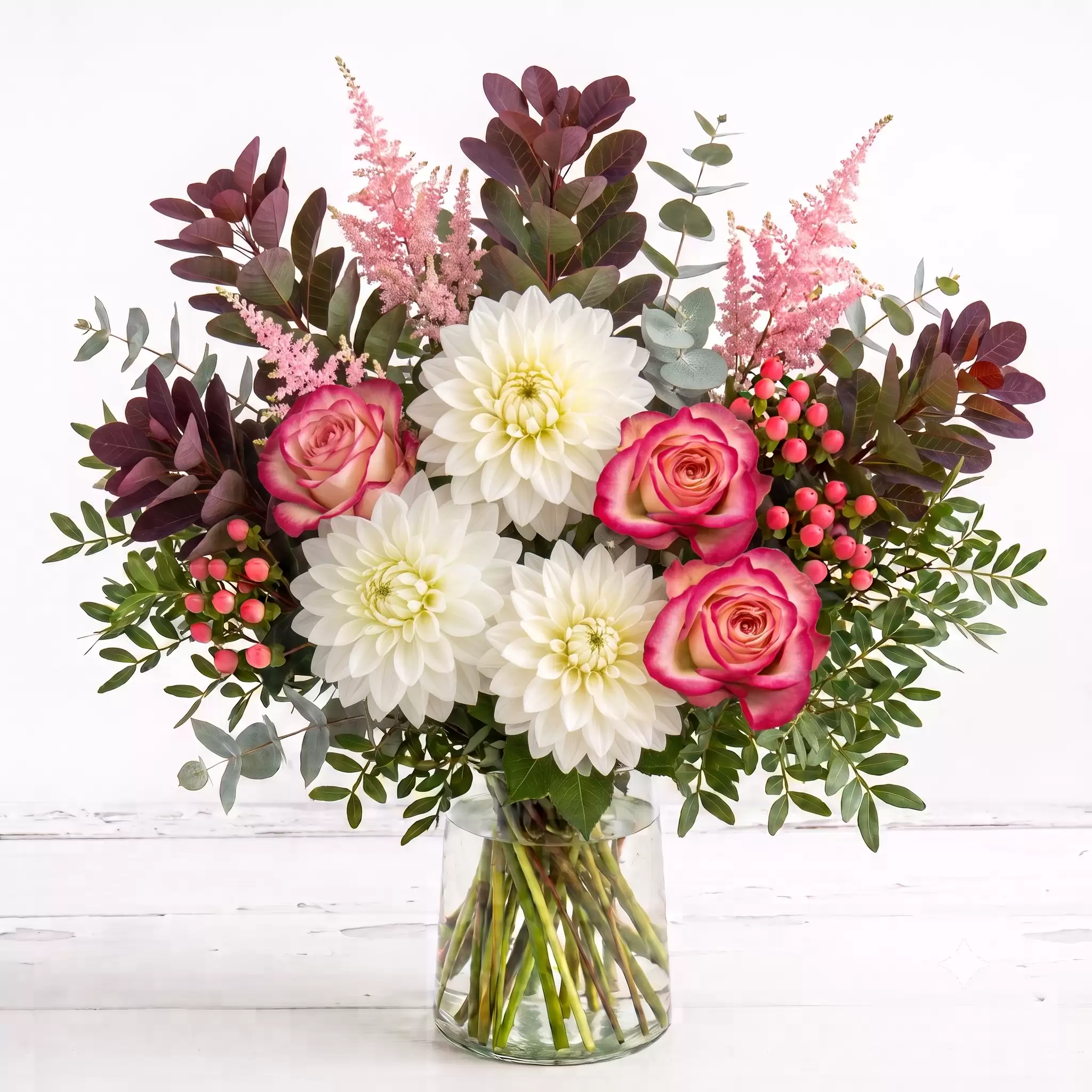 Pink and white flower arrangement